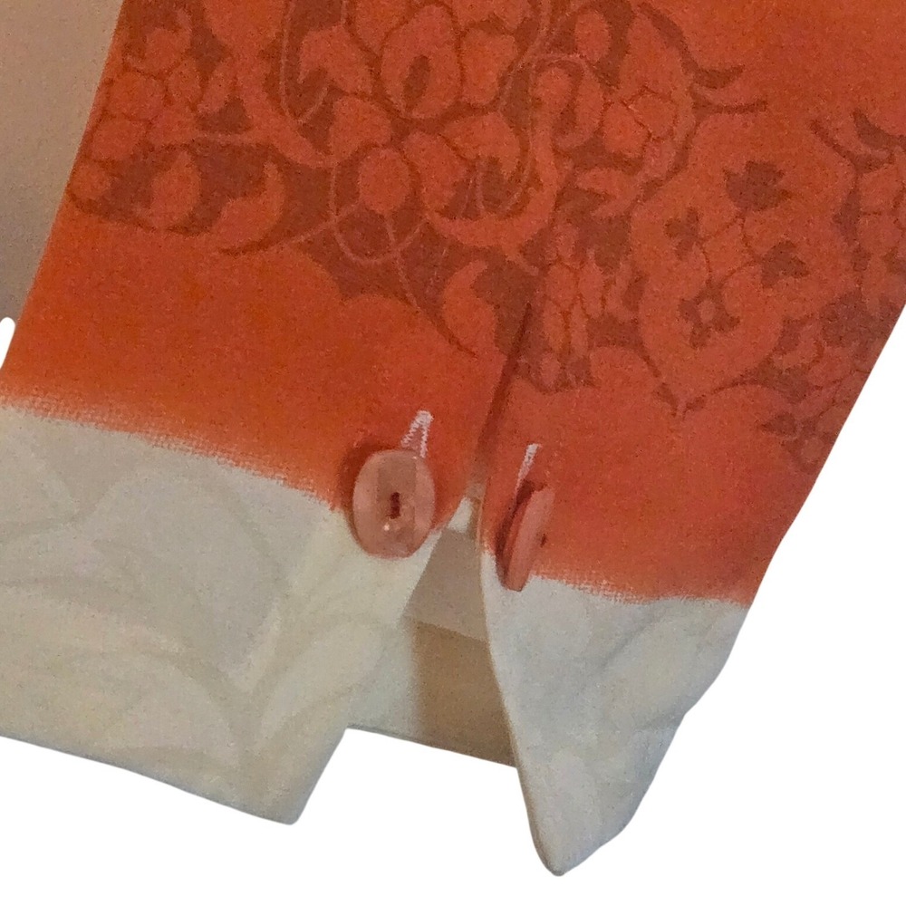 Harari 100% Silk Floral Blouse Hidden Button Cream Orange Size L - Picture 15 of 16